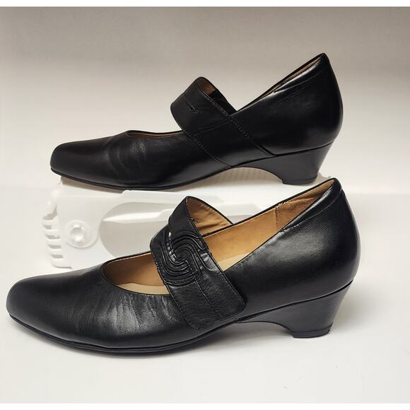 Ziera Vail Mary Jan Black Leather Heel Shoes size 39/US 9M - Picture 2 of 12